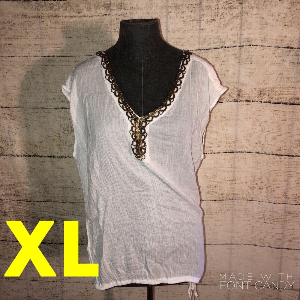 White Luck Brand Short Sleeve Top